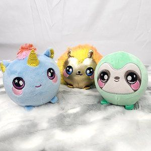 Squeezamals Samantha Sloth Punky Hedgehog & Beatrice Unicorn Lot of 3 - 3.5 inch